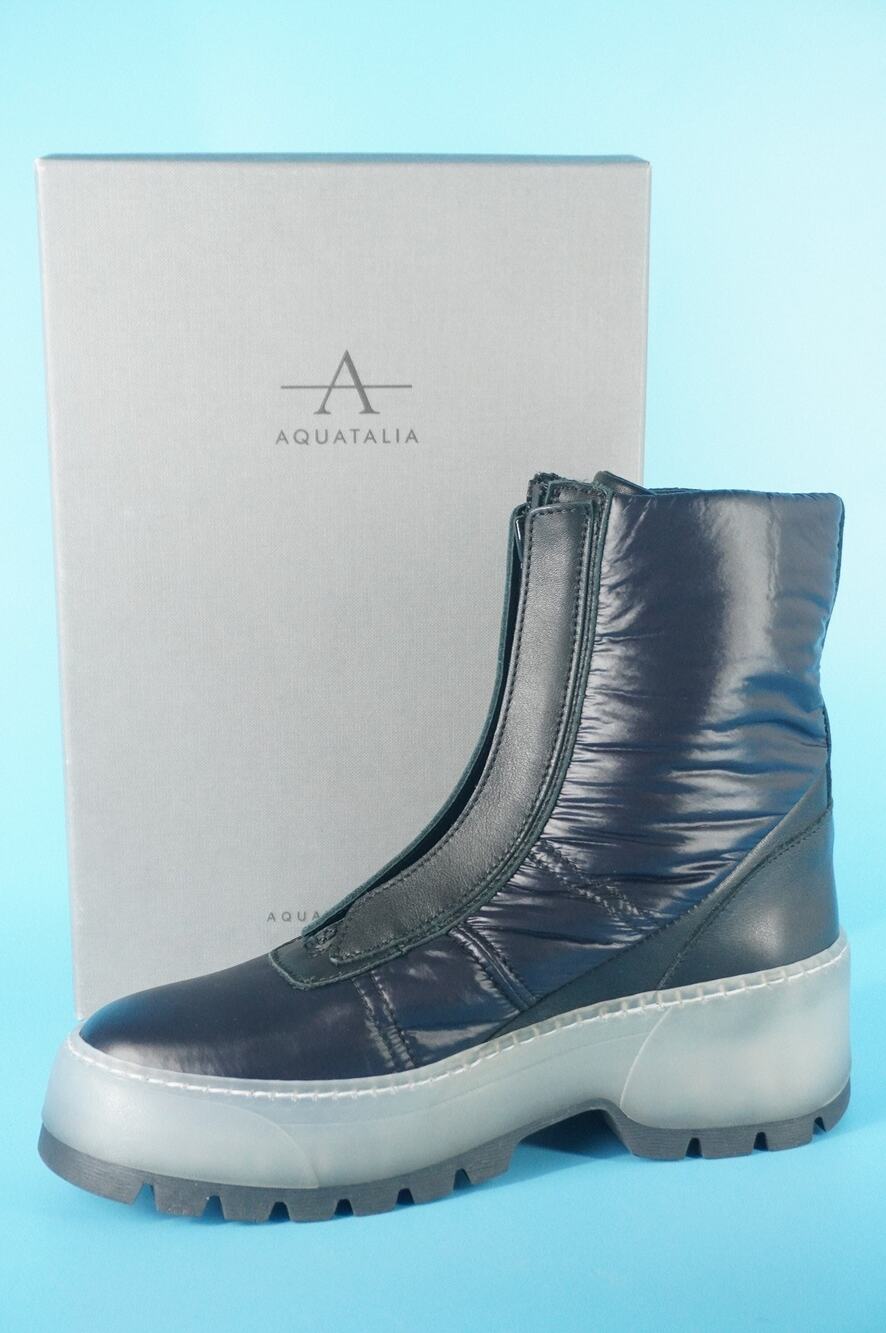 Aquatalia Amii Leather Nylon Zip Ankle Boots SZ 7 NIB $550 Platform Rain Snow
